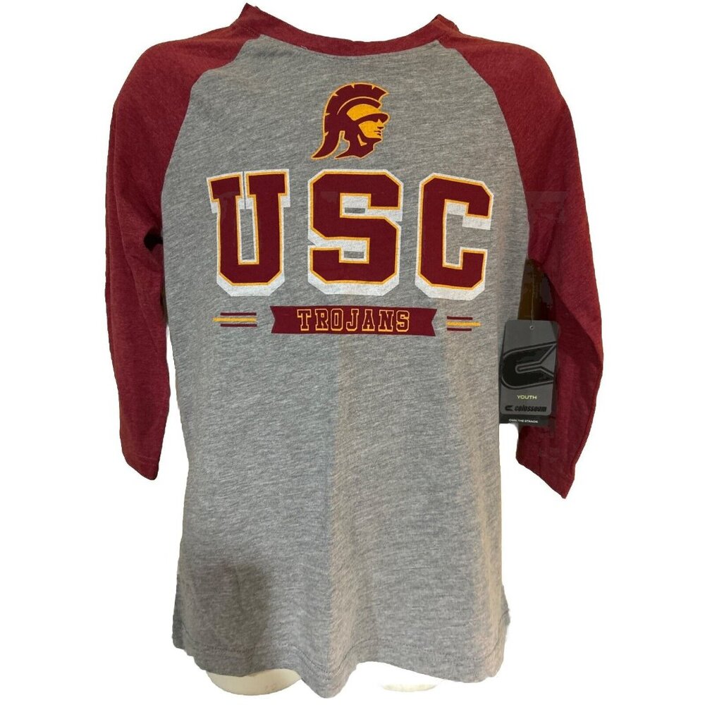 NEW USC Trojans Colosseum Athletics Crew Neck 3/4 Sleeve Shirt Youth M